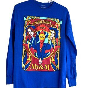 Aly & AJ Men Shirt Blue Sanctuary Tour Long Sleeve Logo S